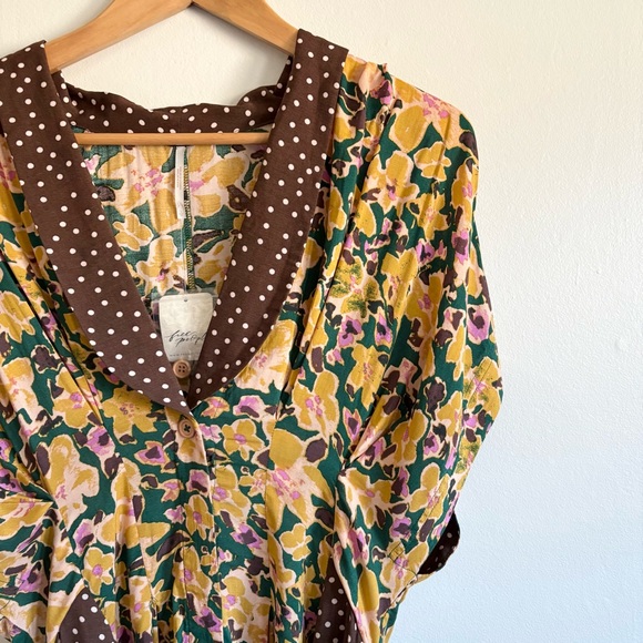 Free People Floral Romper in Yellow and Brown - Picture 3 of 6